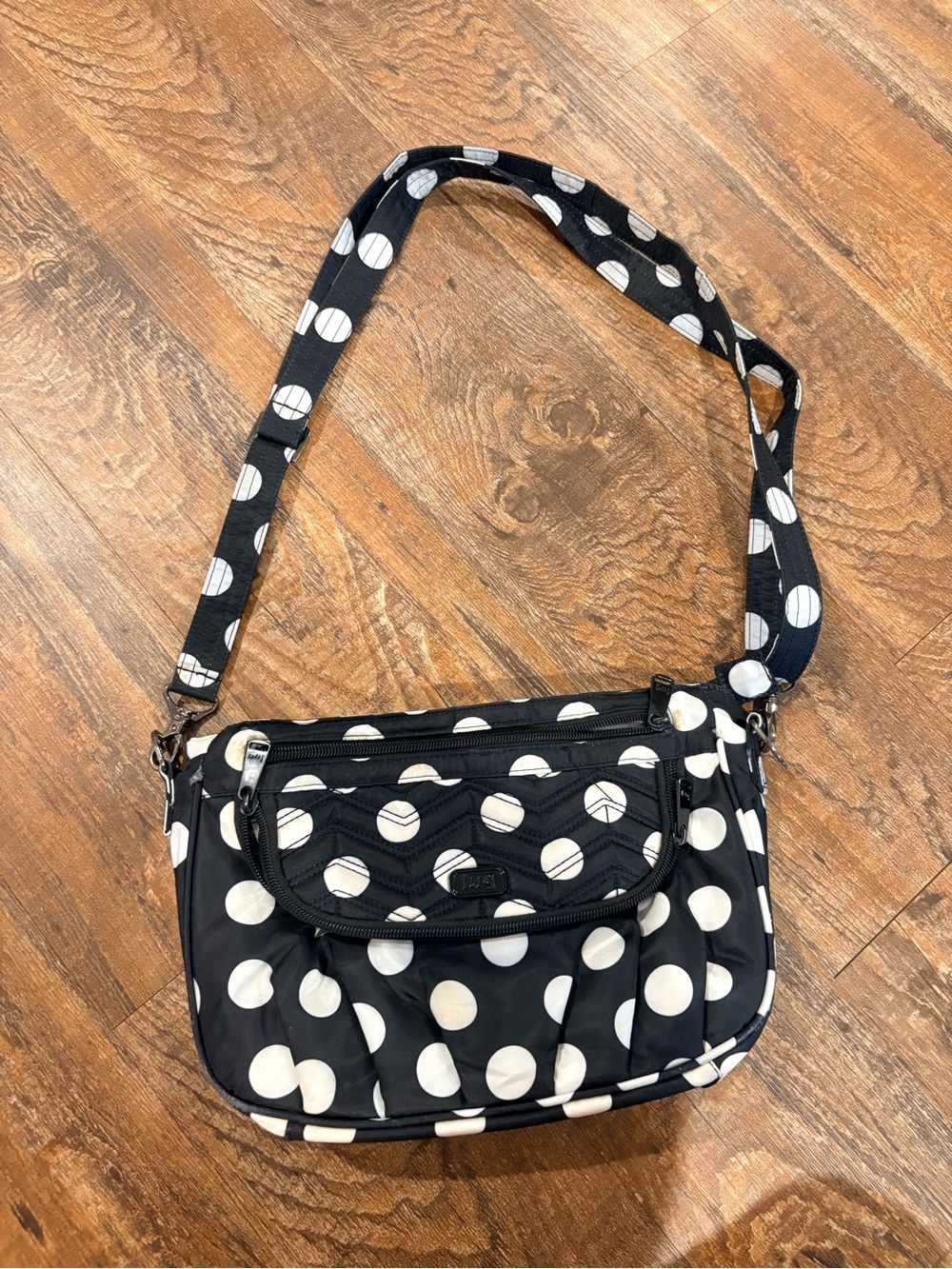 Lug bag.. Black and White Polka Dot Crossbody